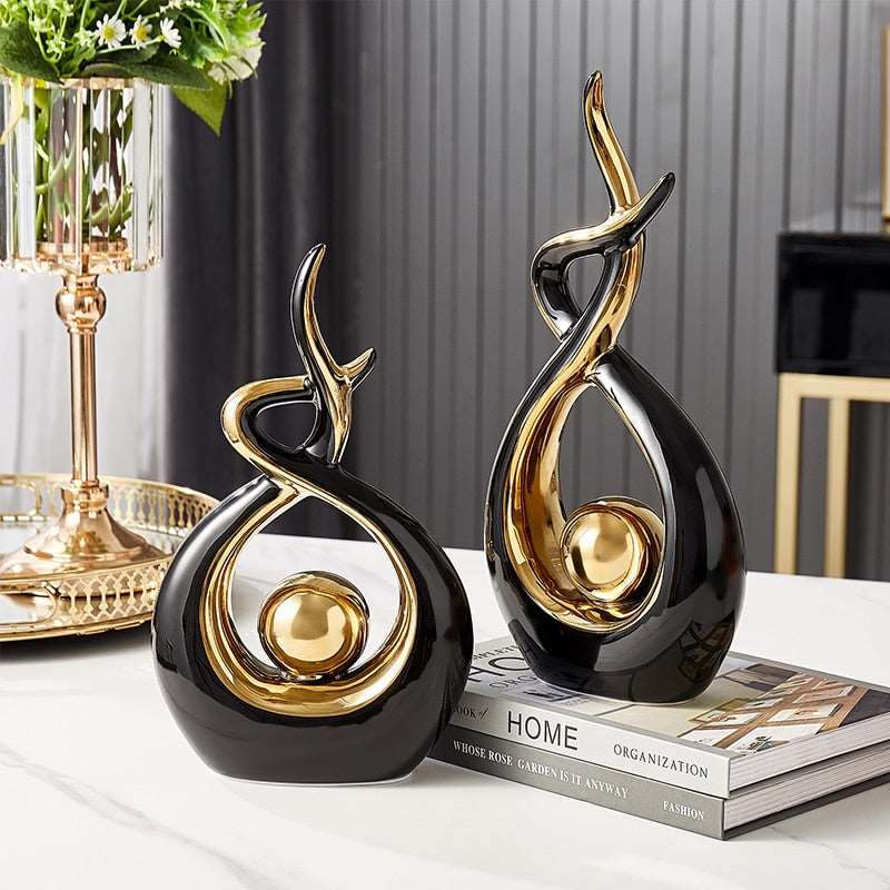 Virelle Maison - Sculpture décorative en céramique dorée | Virelle Maison
