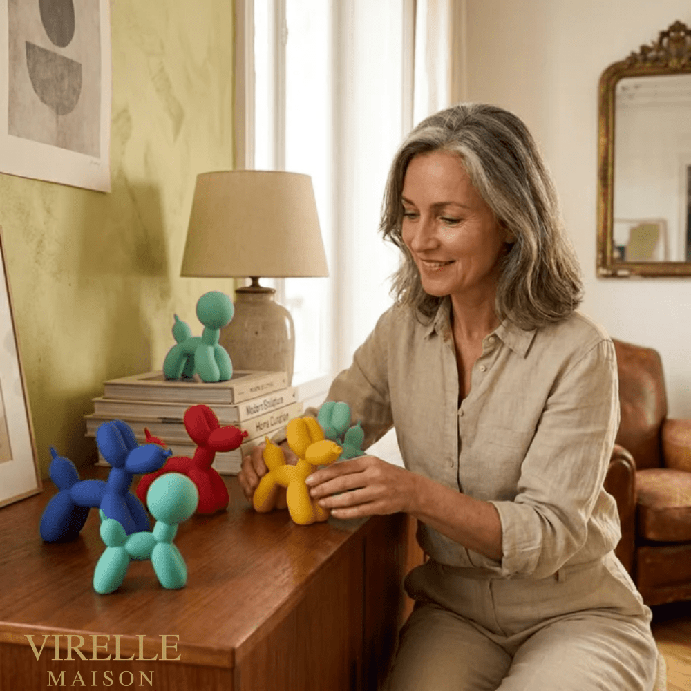 Virelle Maison - Sculpture décorative en résine finition lisse forme ballon chien | Virelle Maison
