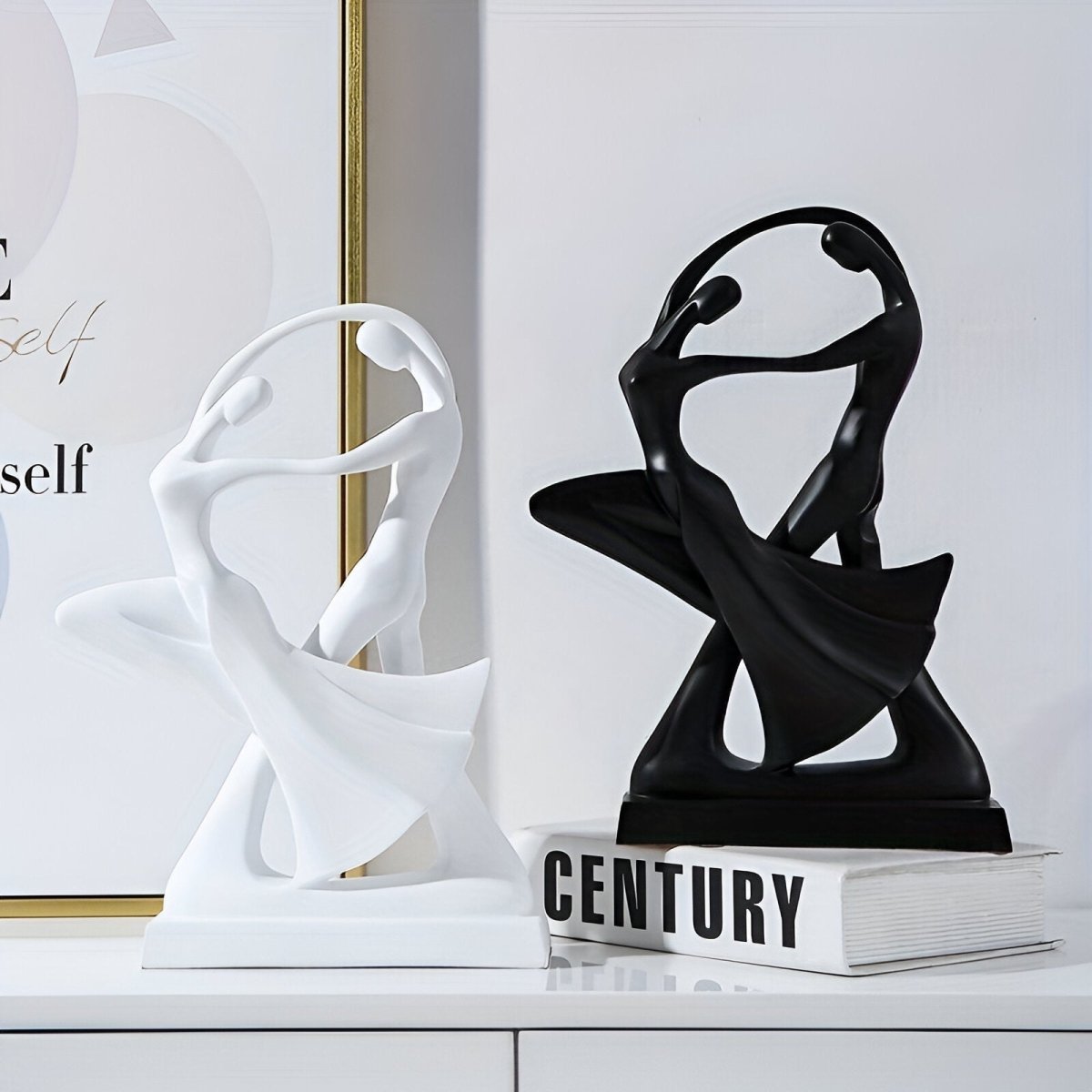 Virelle Maison - Sculpture décorative en résine noire et blanche contrastée | Virelle Maison