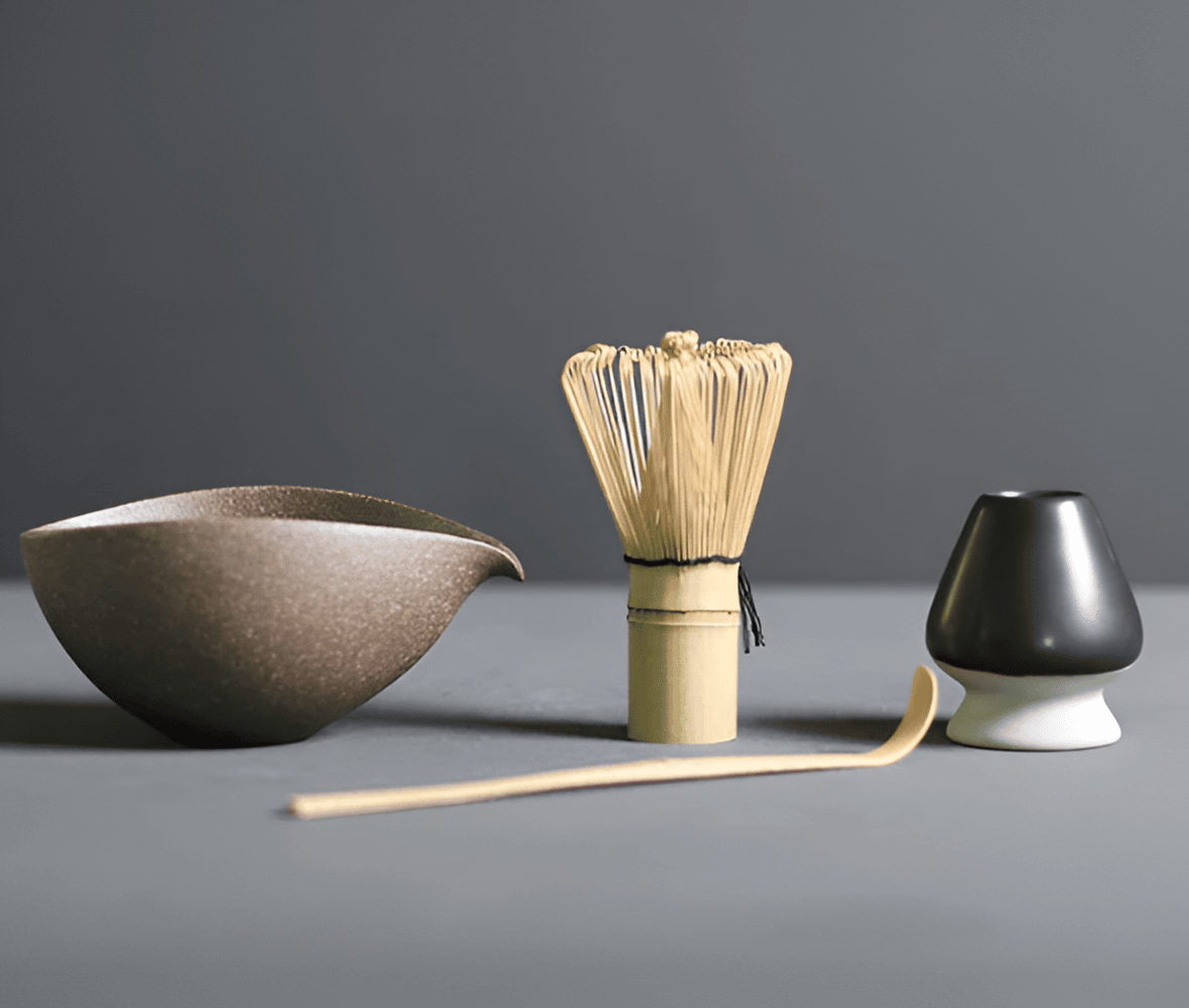 Virelle Maison - Service à matcha japonais en céramique et bambou – 4 pièces