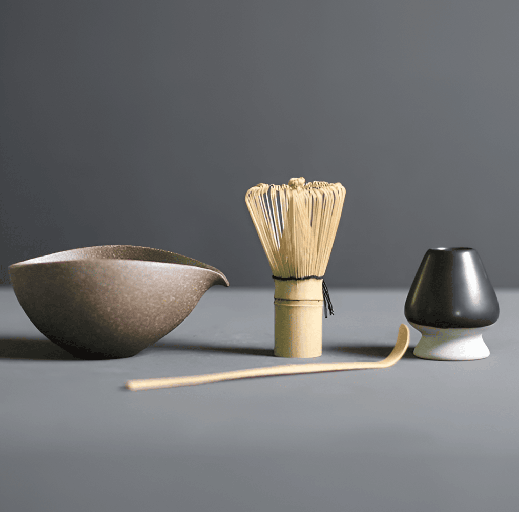 Virelle Maison - Service à matcha japonais en céramique et bambou – 4 pièces