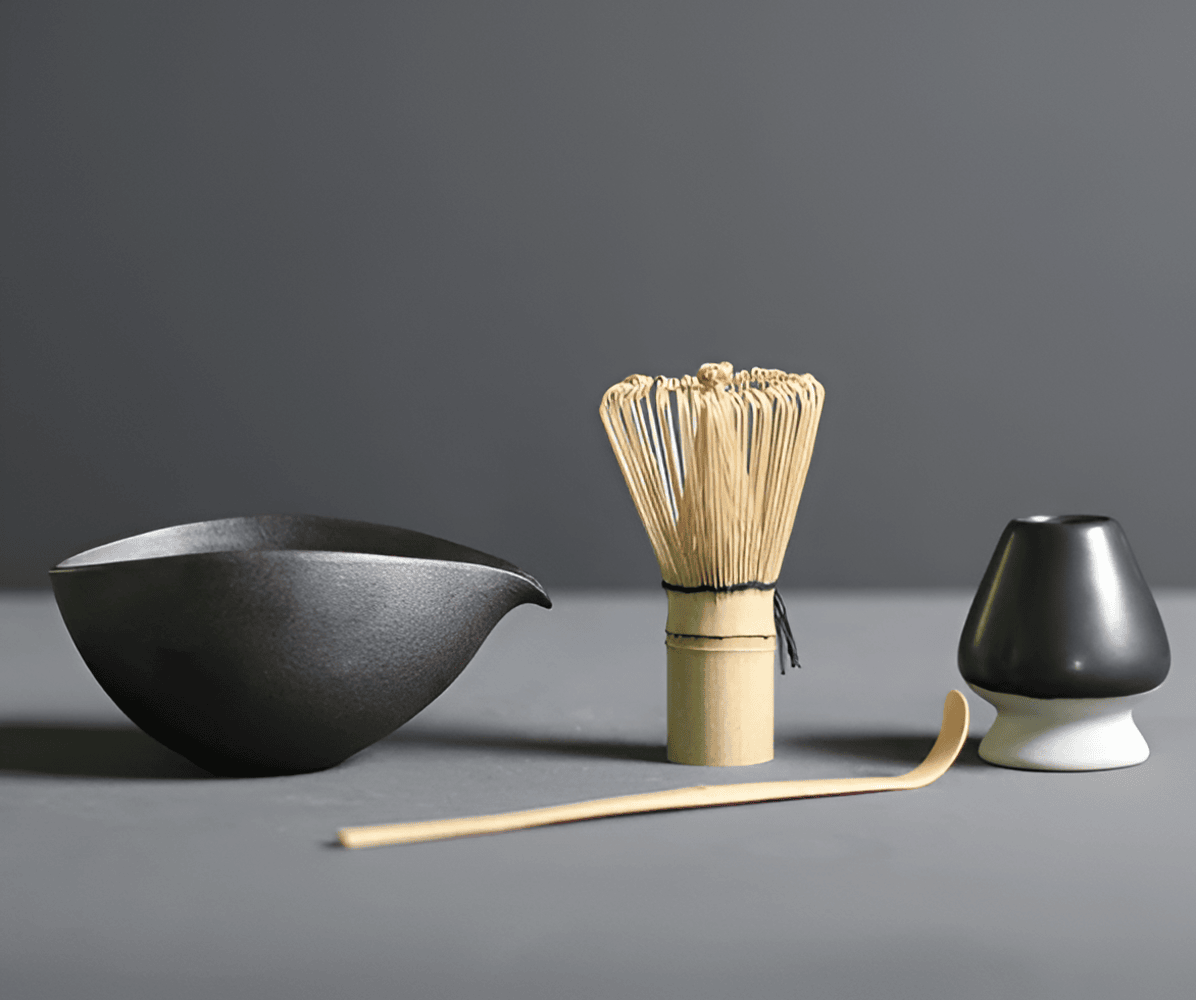 Virelle Maison - Service à matcha japonais en céramique et bambou – 4 pièces