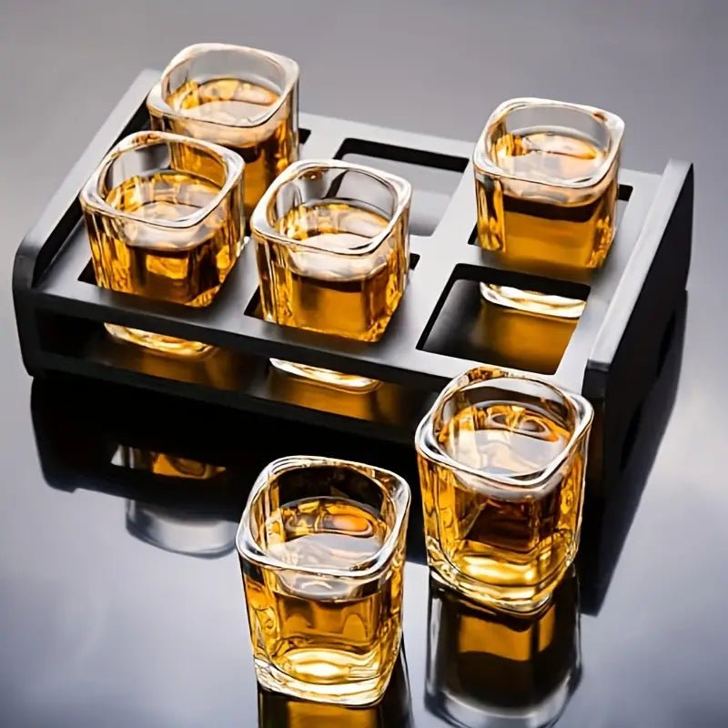 Virelle Maison - Service à whisky en verre trempé avec plateau noir mat