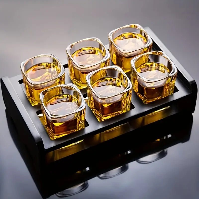 Virelle Maison - Service à whisky en verre trempé avec plateau noir mat