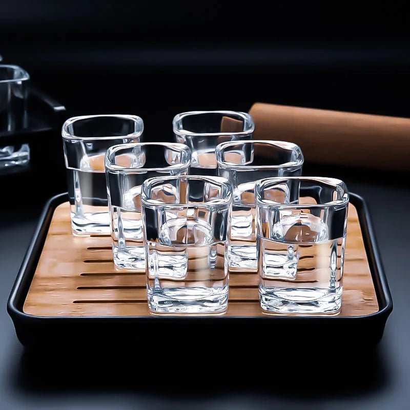 Virelle Maison - Service à whisky en verre trempé avec plateau noir mat