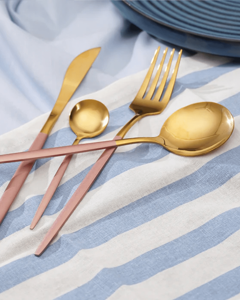 Virelle Maison - Service de couverts en acier noir mat et doré brossé | Virelle Maison