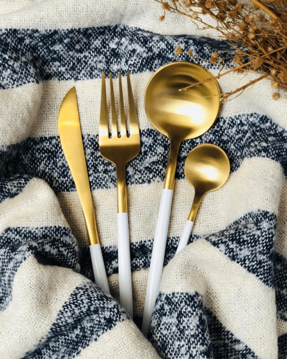 Virelle Maison - Service de couverts en acier noir mat et doré brossé | Virelle Maison