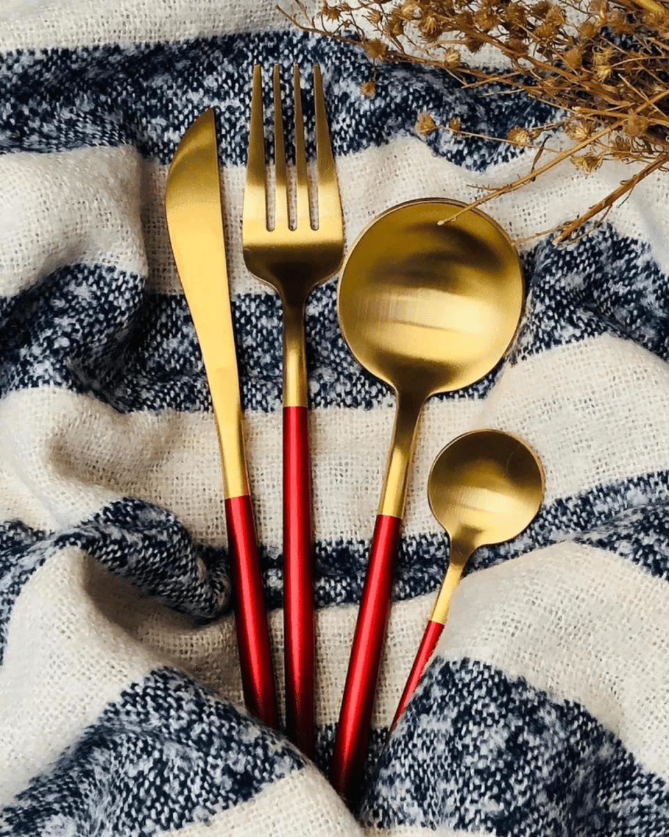Virelle Maison - Service de couverts en acier noir mat et doré brossé | Virelle Maison
