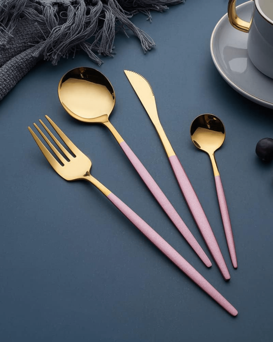Virelle Maison - Service de couverts en acier noir mat et doré brossé | Virelle Maison