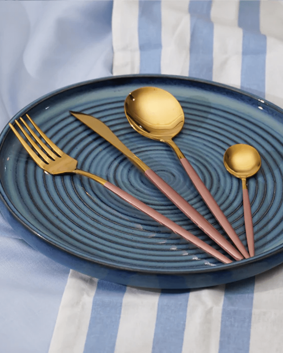 Virelle Maison - Service de couverts en acier noir mat et doré brossé | Virelle Maison