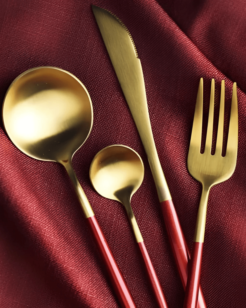 Virelle Maison - Service de couverts en acier noir mat et doré brossé | Virelle Maison