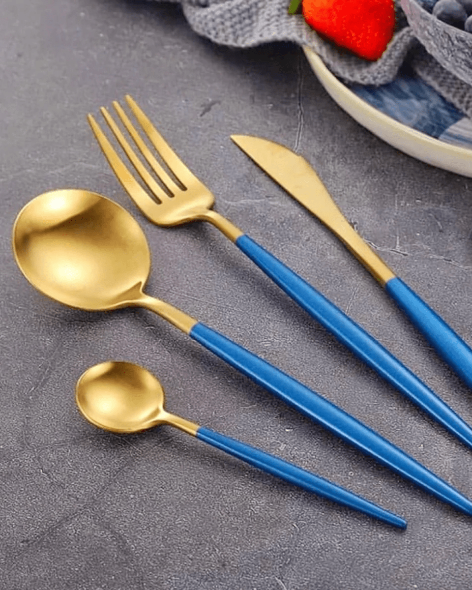 Virelle Maison - Service de couverts en acier noir mat et doré brossé | Virelle Maison