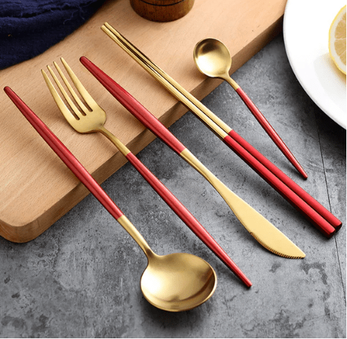 Virelle Maison - Set de couverts 4 pièces en acier inoxydable coloré | Virelle Maison