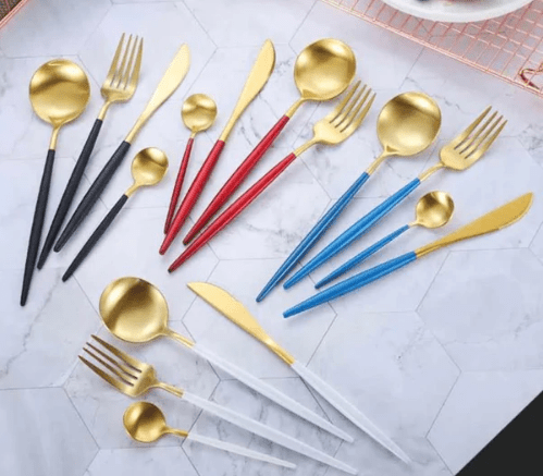 Virelle Maison - Set de couverts 4 pièces en acier inoxydable coloré | Virelle Maison