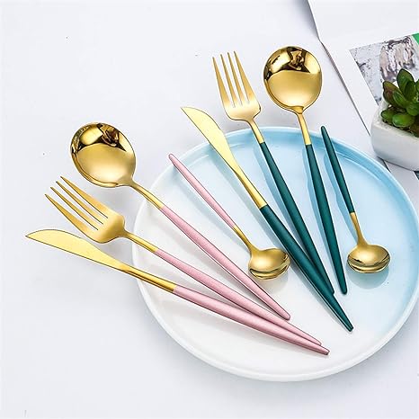 Virelle Maison - Set de couverts 4 pièces en acier inoxydable coloré | Virelle Maison