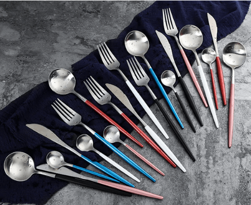 Virelle Maison - Set de couverts 4 pièces en acier inoxydable coloré | Virelle Maison