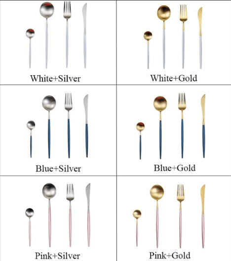 Virelle Maison - Set de couverts 4 pièces en acier inoxydable coloré | Virelle Maison