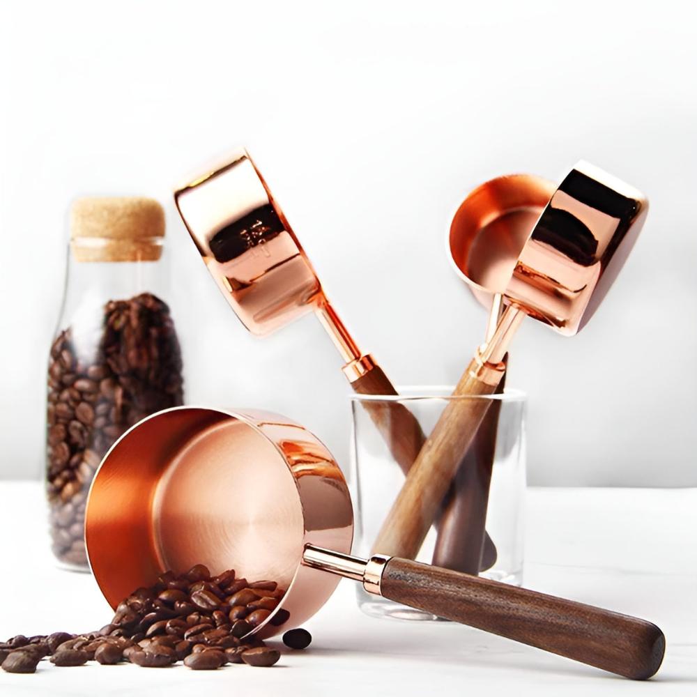 Virelle Maison - Set doseurs acier cuivré & noyer | Virelle Maison