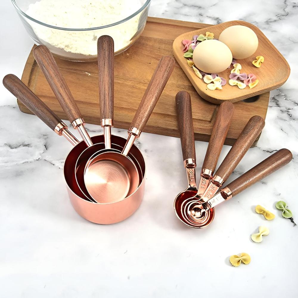 Virelle Maison - Set doseurs acier cuivré & noyer | Virelle Maison