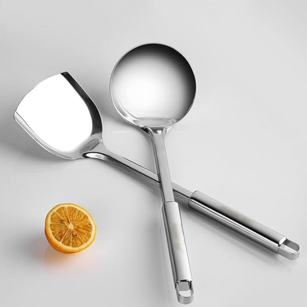 Virelle Maison - Set d’ustensiles de cuisine en acier inoxydable, finition brossée | Virelle Maison