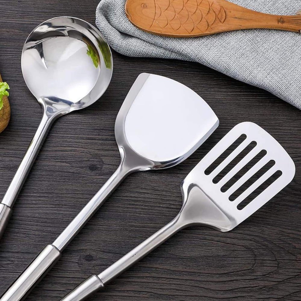 Virelle Maison - Set d’ustensiles de cuisine en acier inoxydable, finition brossée | Virelle Maison