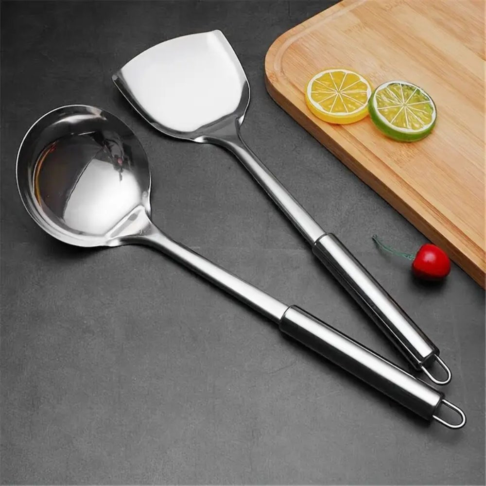 Virelle Maison - Set d’ustensiles de cuisine en acier inoxydable, finition brossée | Virelle Maison