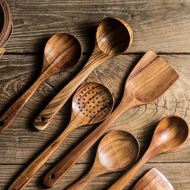 Virelle Maison - Set d’ustensiles de cuisine en bois naturel (5 pièces) | Virelle Maison