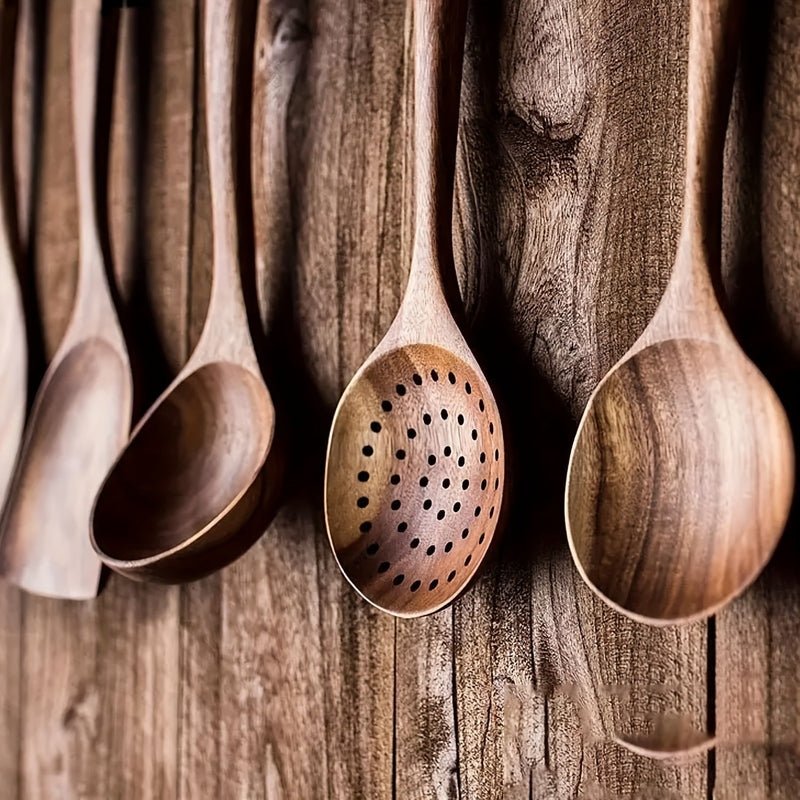 Virelle Maison - Set d’ustensiles de cuisine en bois naturel (5 pièces) | Virelle Maison