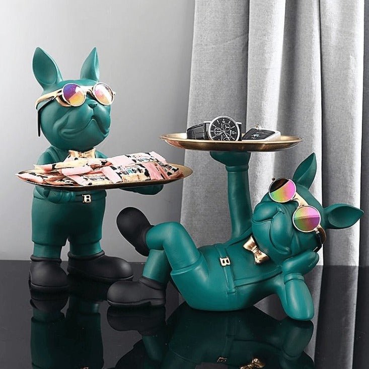 Virelle Maison - Statue décorative en résine noire de bouledogue français | Virelle Maison