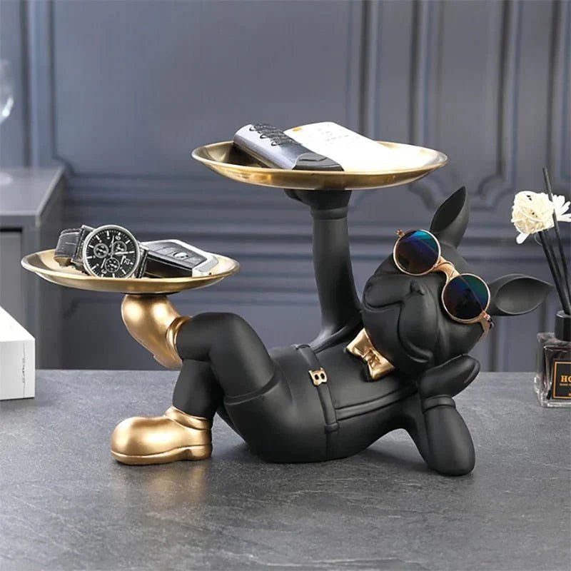 Virelle Maison - Statue décorative en résine noire de bouledogue français | Virelle Maison