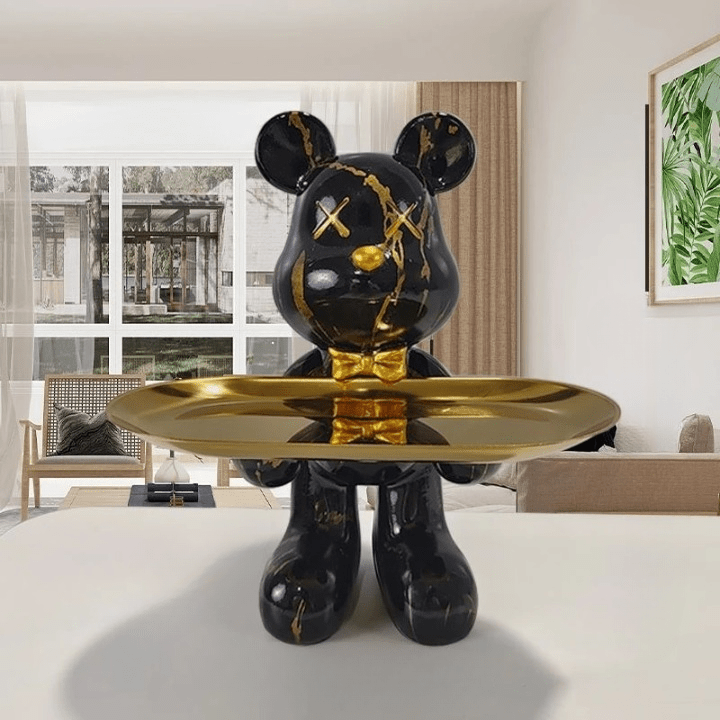 Virelle Maison - Statue ours en résine avec plateau de rangement | Virelle Maison