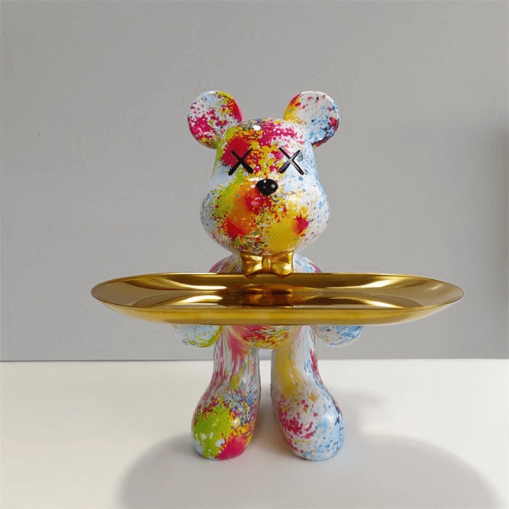 Virelle Maison - Statue ours en résine avec plateau de rangement | Virelle Maison