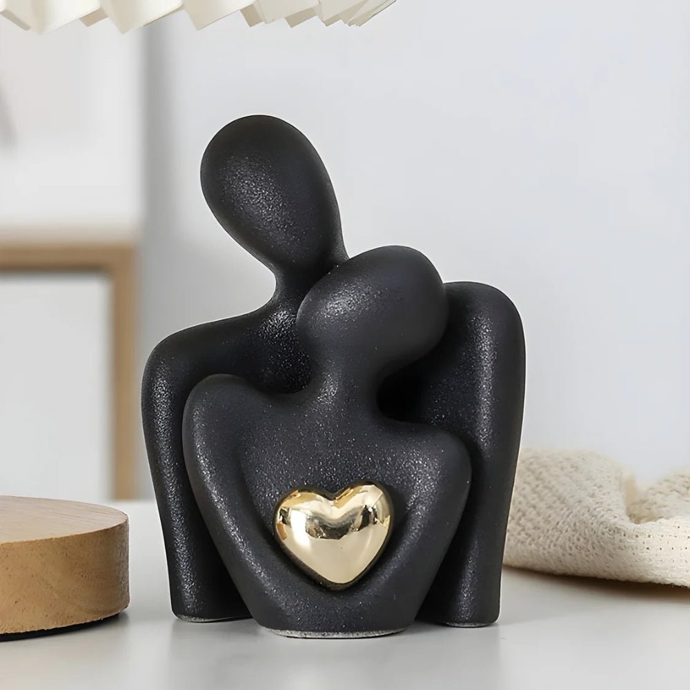 Virelle Maison - Statuette décorative en résine, couple abstrait et cœur doré | Virelle Maison