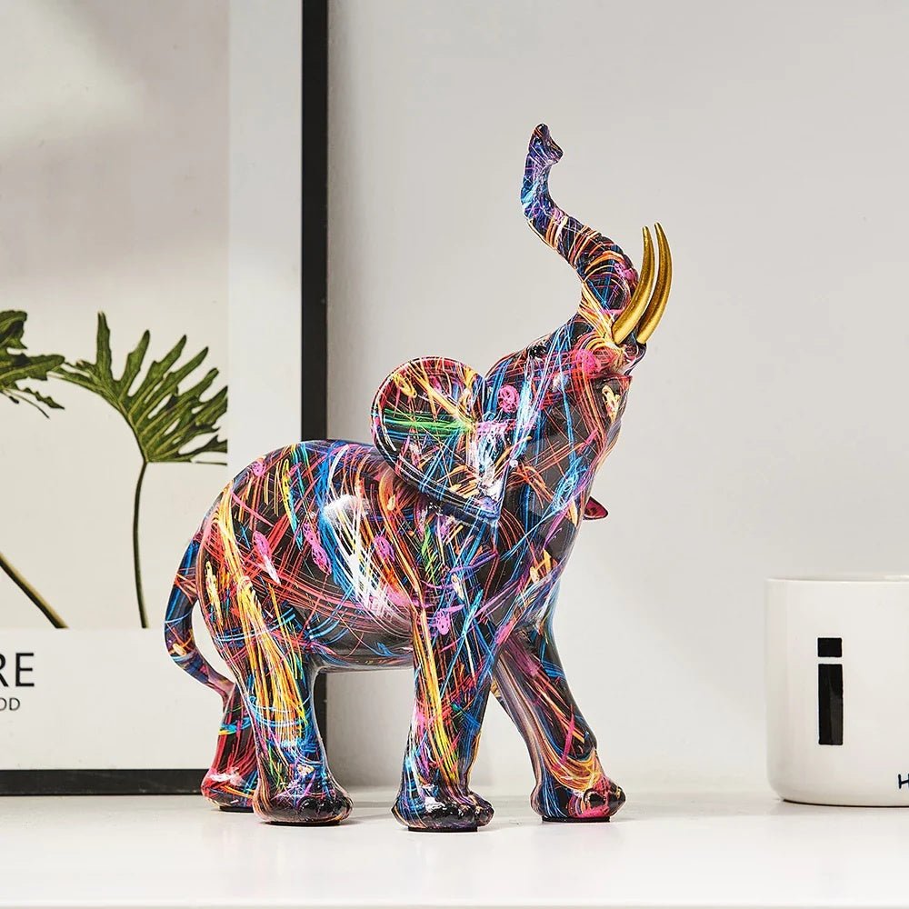 Virelle Maison - Statuette d’éléphant en résine peinte style graffiti | Virelle Maison