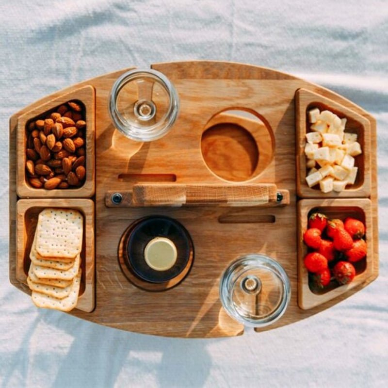 Virelle Maison - Table de pique - nique en bois pliable pour vin et apéritif | Virelle Maison
