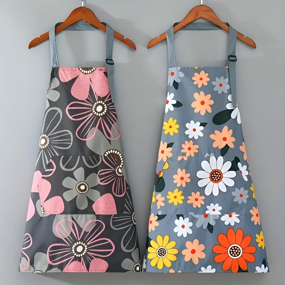 Virelle Maison - Tablier de cuisine en coton enduit à imprimé floral vintage | Virelle Maison