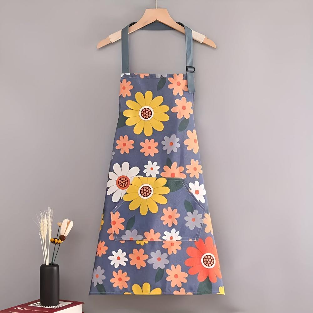 Virelle Maison - Tablier de cuisine en coton enduit à imprimé floral vintage | Virelle Maison