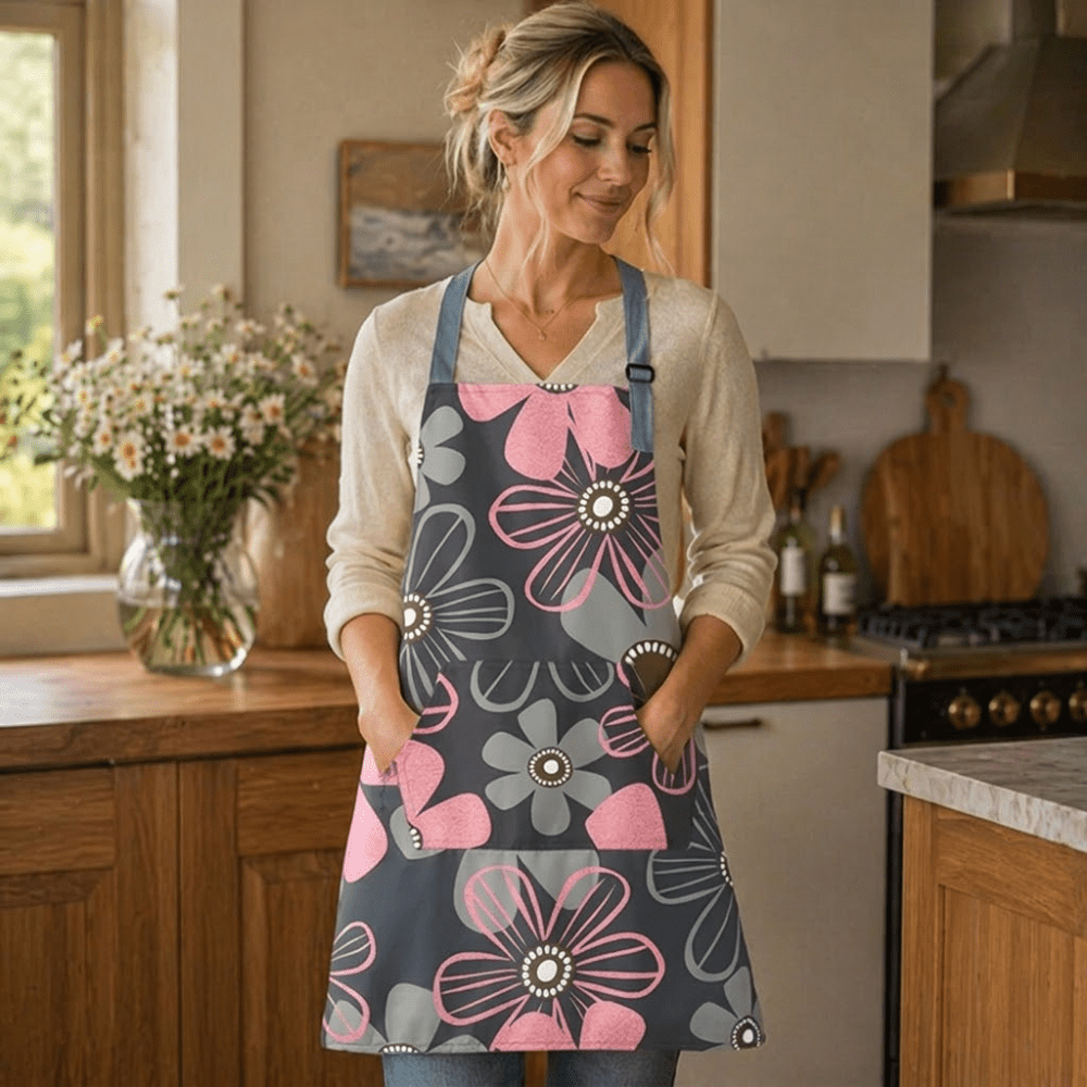 Virelle Maison - Tablier de cuisine en coton enduit à imprimé floral vintage | Virelle Maison