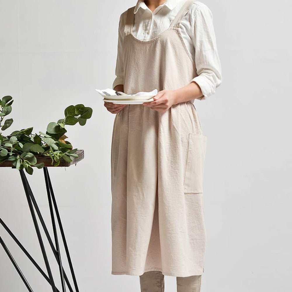 Virelle Maison - Tablier en coton à dos croisé avec poches pratiques | Virelle Maison