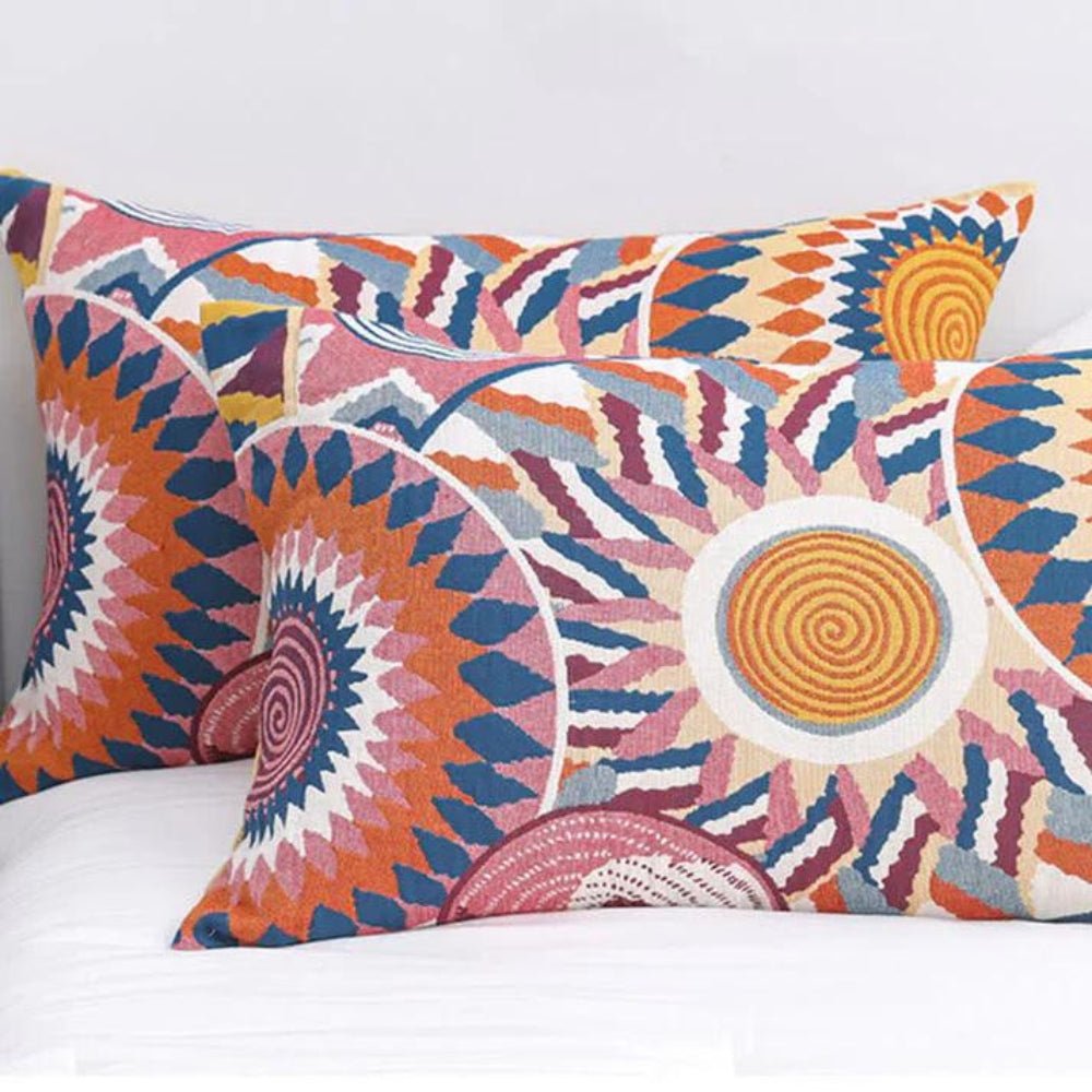 Virelle Maison - Taies d’oreiller en coton naturel à motif soleil nordique (lot de 2)