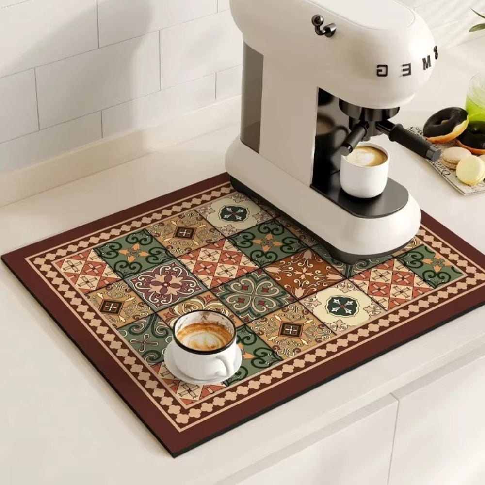 Virelle Maison - Tapis absorbant antidérapant à motif carreaux rétro pour café ou évier