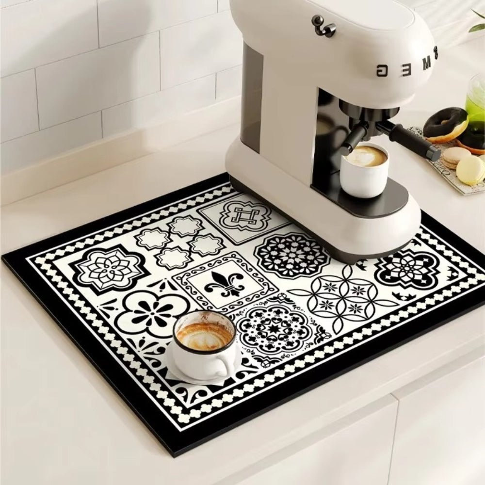 Virelle Maison - Tapis absorbant antidérapant à motif carreaux rétro pour café ou évier