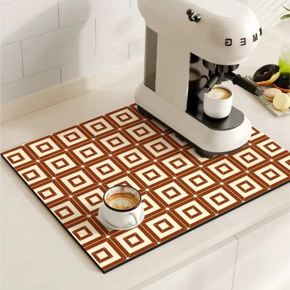 Virelle Maison - Tapis absorbant antidérapant à motif carreaux rétro pour café ou évier