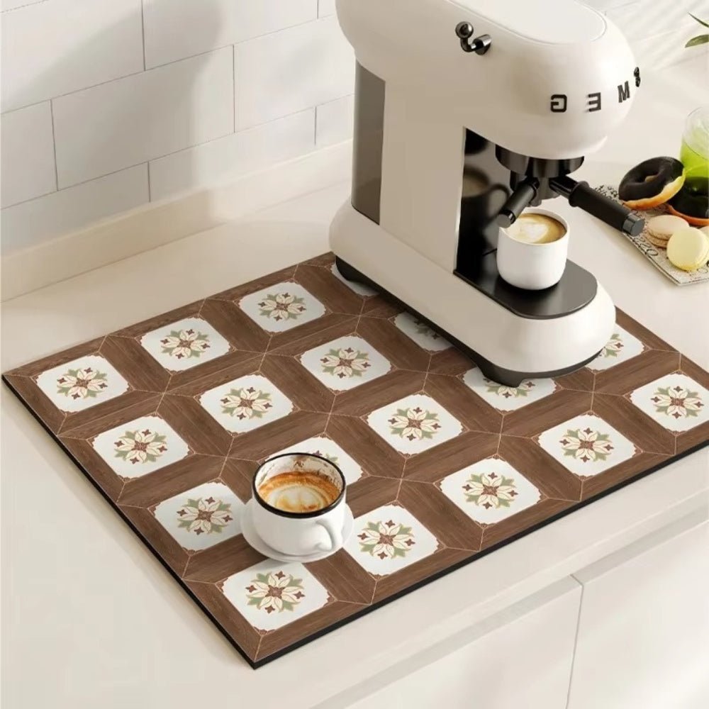 Virelle Maison - Tapis absorbant antidérapant à motif carreaux rétro pour café ou évier