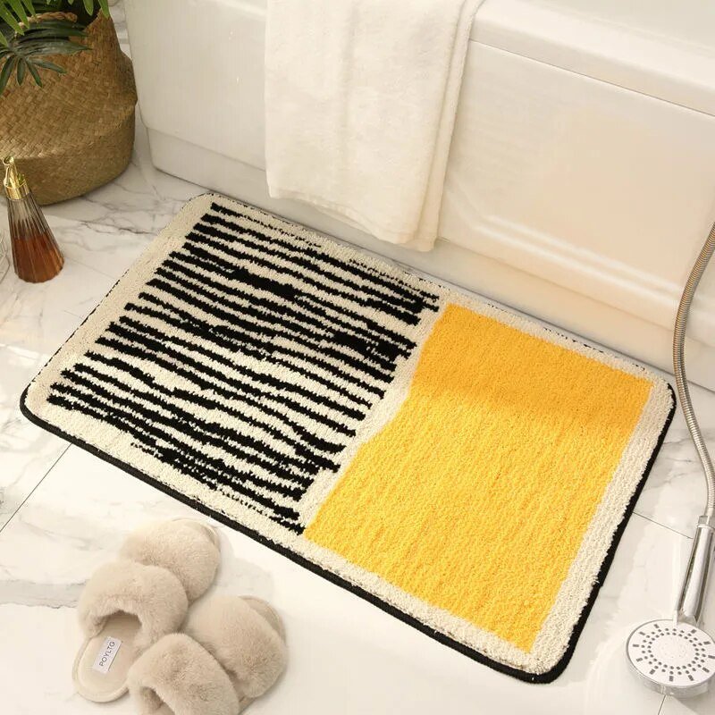 Virelle Maison - Tapis de bain en polyester à motif abstrait antidérapant | Virelle Maison