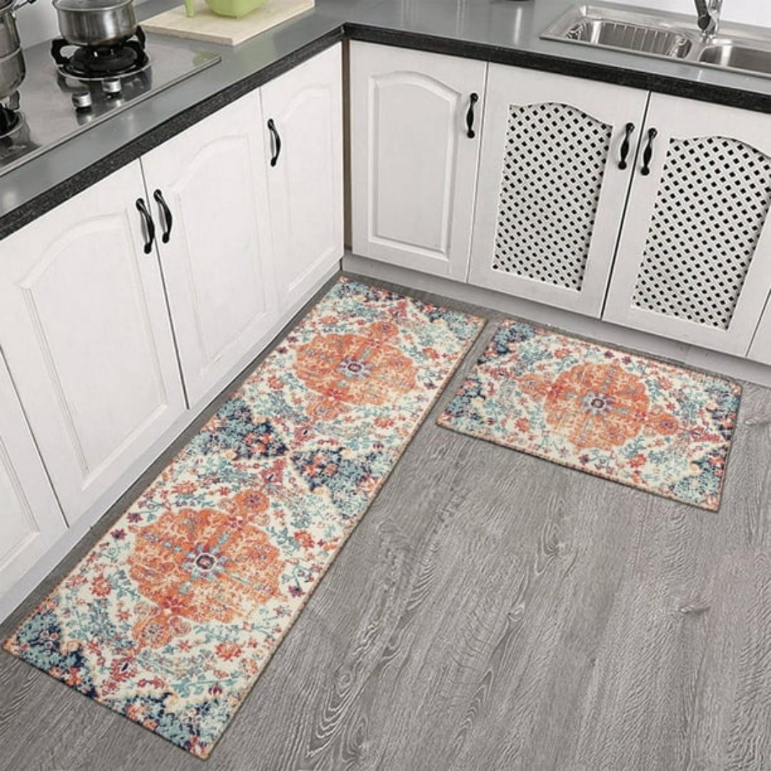 Virelle Maison - Tapis de cuisine anti - fatigue en microfibre douce, imprimé floral | Virelle Maison