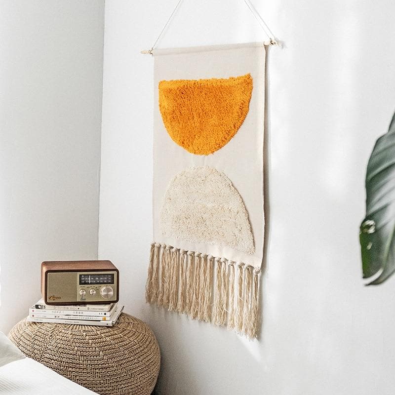 Virelle Maison - Tapis mural en coton tissé à franges géométriques | Virelle Maison