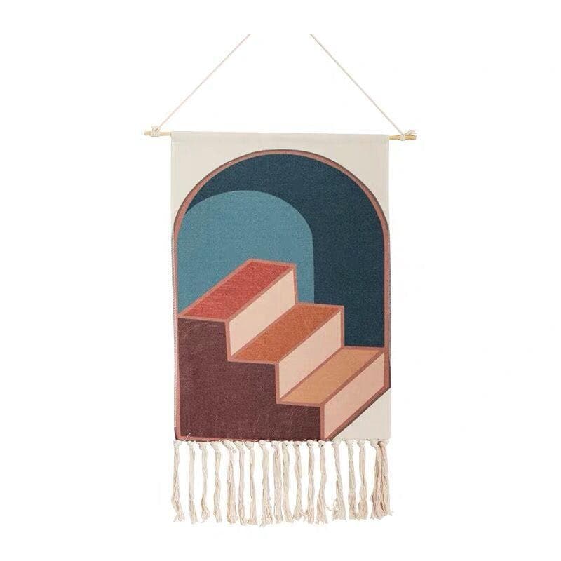 Virelle Maison - Tapis mural en coton tissé à franges géométriques | Virelle Maison