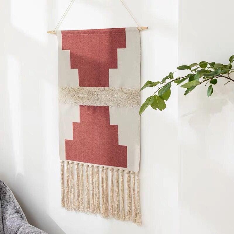 Virelle Maison - Tapis mural en coton tissé à franges géométriques | Virelle Maison