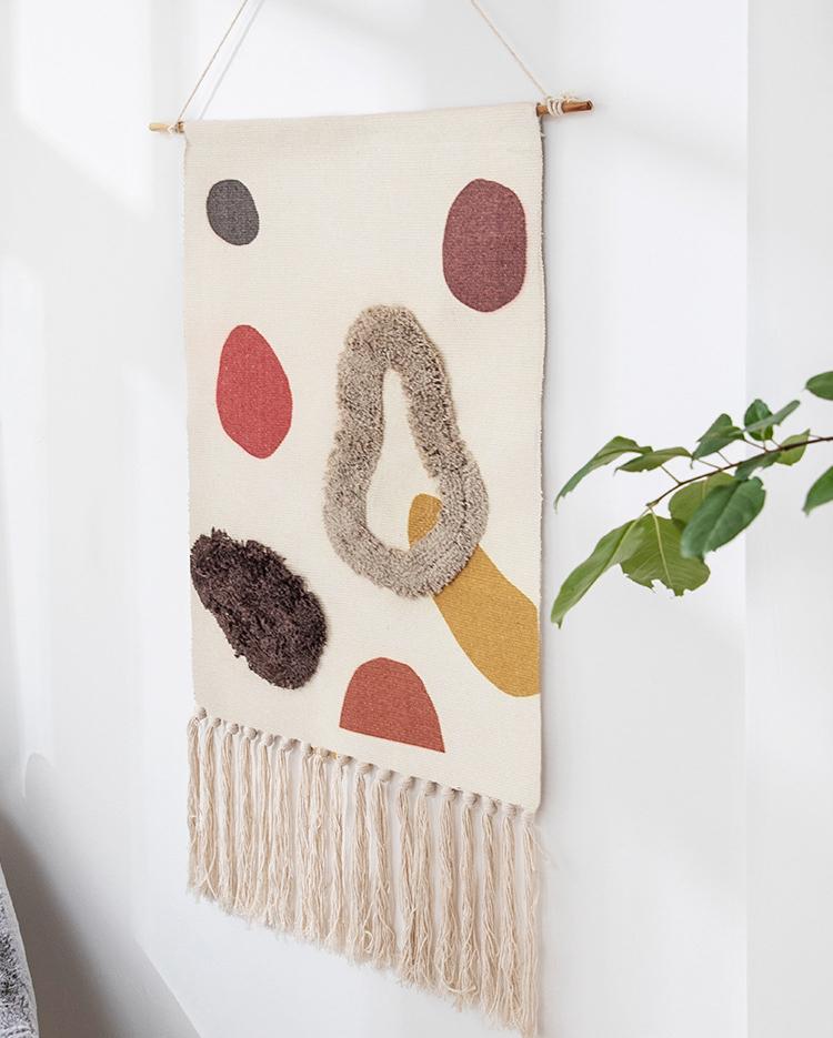 Virelle Maison - Tapis mural en coton tissé à franges géométriques | Virelle Maison